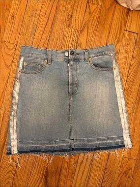 Zadig & Voltaire Light Blue Denim Mini Skirt with White Side Stripes